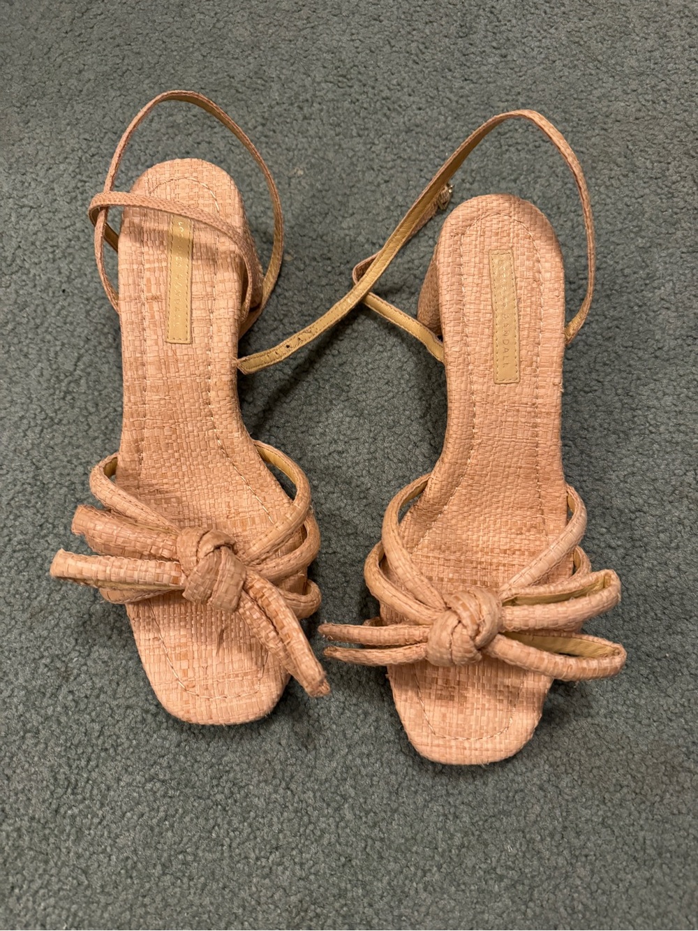 Loeffler Randall Bow Mikel Raffia Ankle Strap High Heel Sandals, 7.5 - worn once - Picture 10 of 10